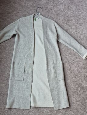 Babaton Light Gray Open-Front Long Cardigan